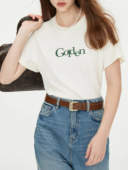 Saviig Printed Office Lady Shoulder T-shirt: 2024 Autumn Collection
