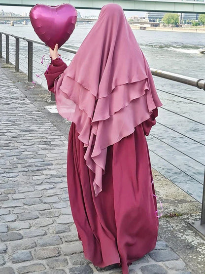 Saviig Ramadan Eid Long Khimar Headscarf Muslim Women's Hijab Jubha Garment