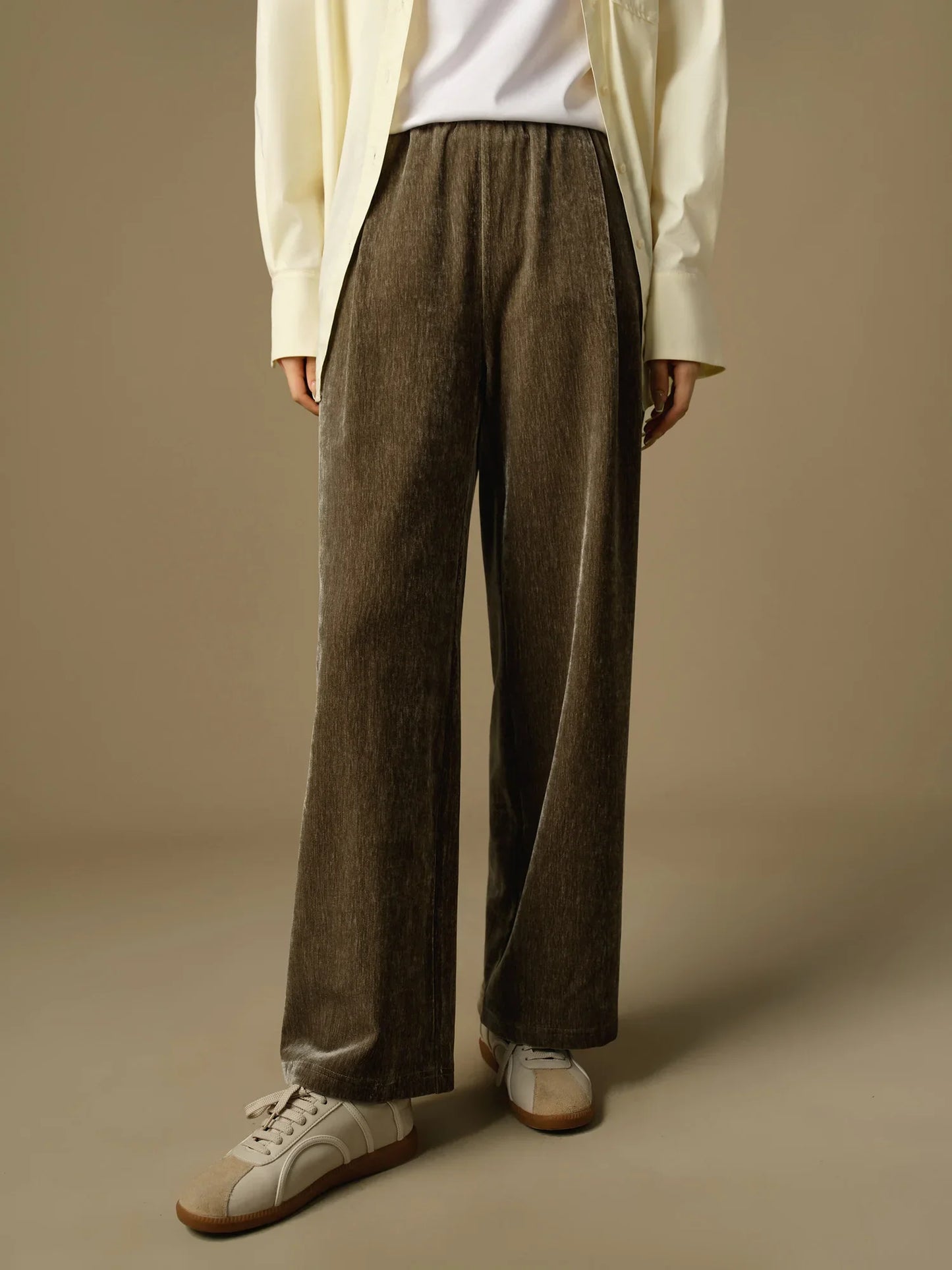 Saviig Velvet Wide Leg Pants 2024 Winter Collection
