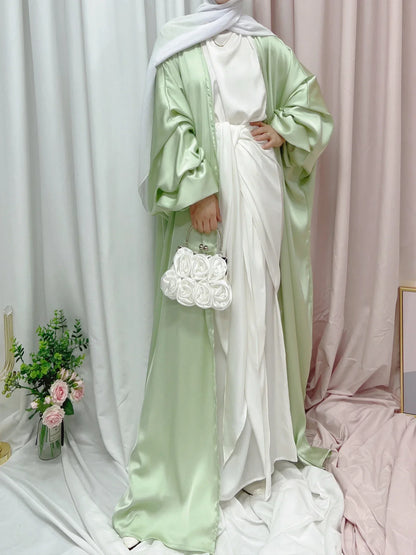 Saviig Summer Muslim Puff Sleeve Abaya Dress Elegant Modest Morocco Dubai Eid Party Dress