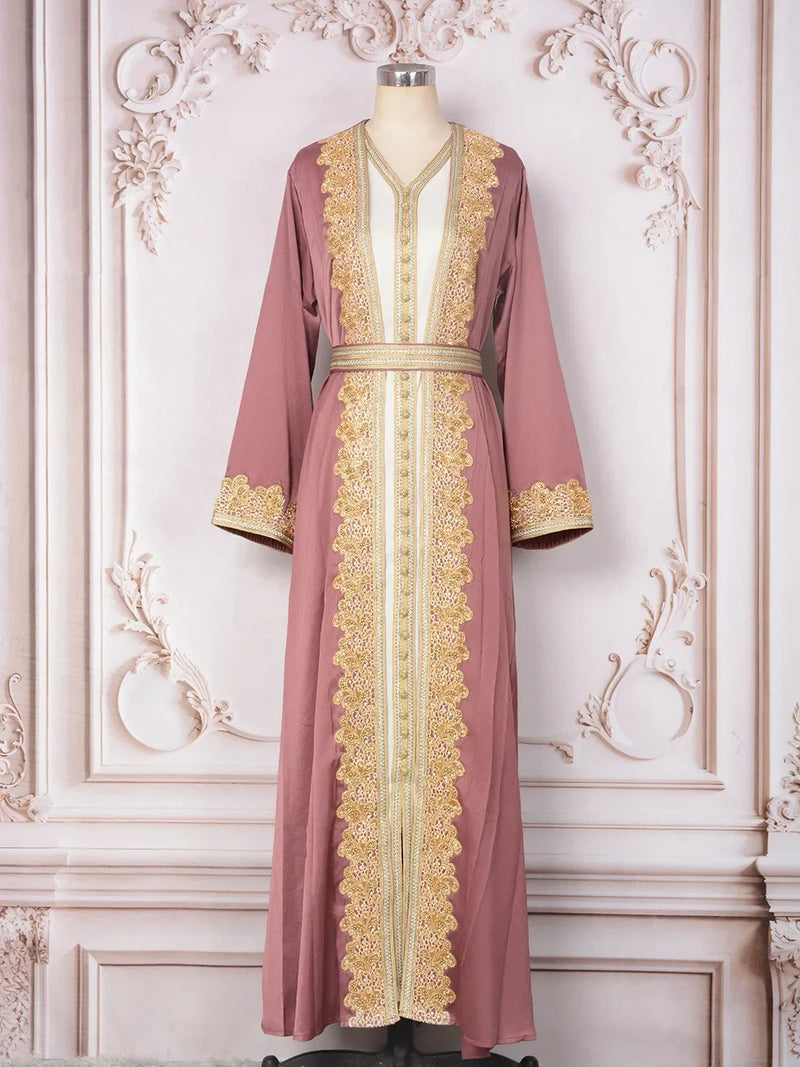 Saviig Moroccan Takchita Kaftan 2-Piece Set for Wedding and Evening Parties