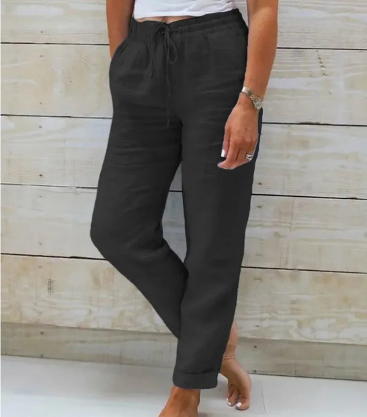 Saviig High Waist Cotton Linen Summer Pants for Women