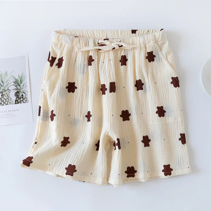 Saviig Cotton Crepe Women's Pajama Shorts - Large Size, Cute & Comfy