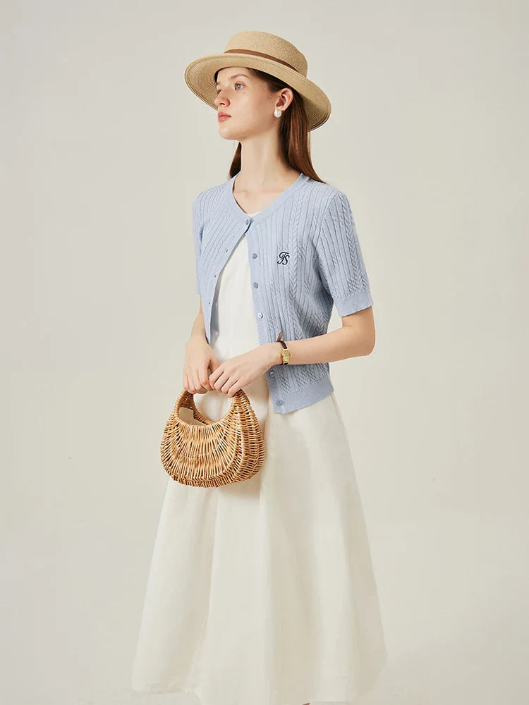 Saviig Summer Knit Cardigan: 2024 Dry Linen Light Top Female