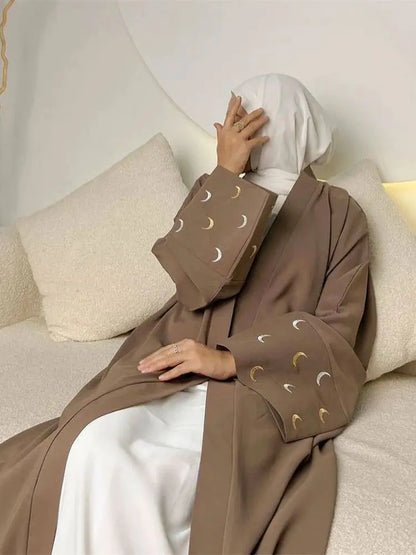 Saviig Moon Embroidered Kimono Abaya - Ramadan 2025 Collection