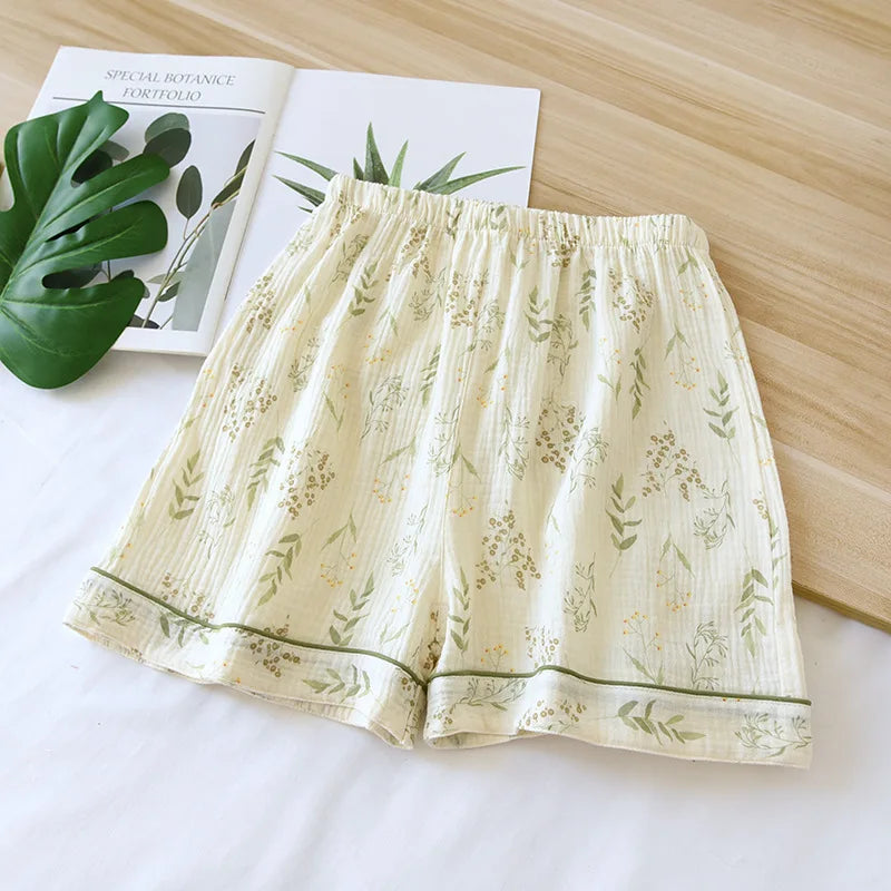 Saviig Cotton Crepe Women's Pajama Shorts - Large Size, Cute & Comfy