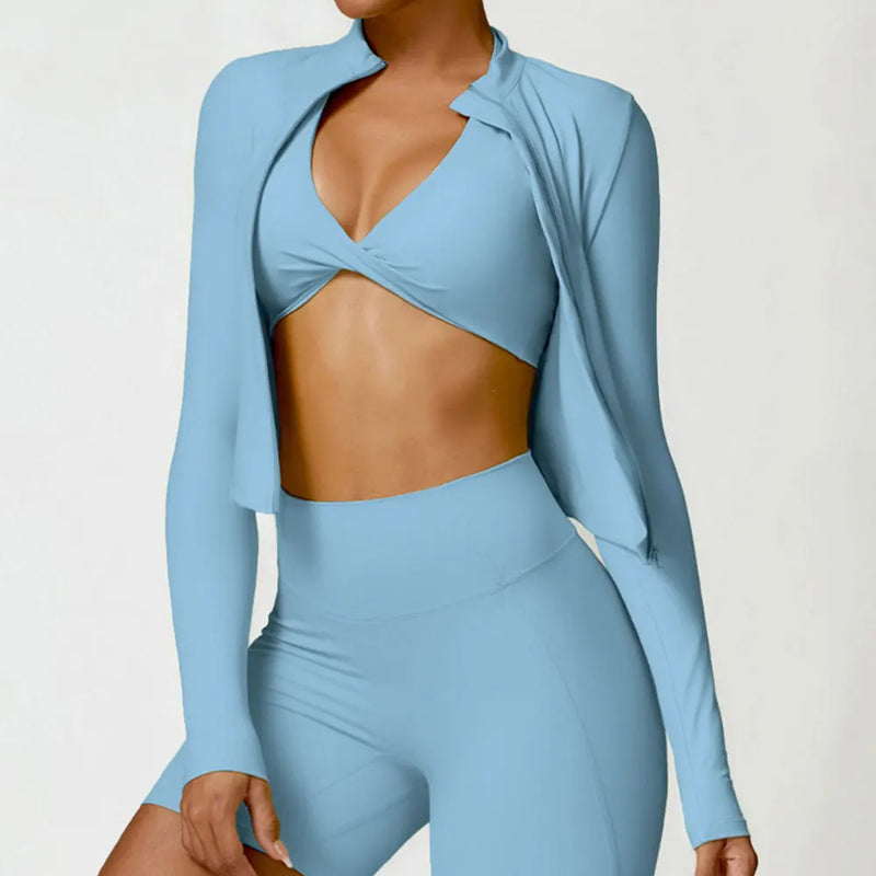 Saviig Zipper Jacket Women's Slim Fit Gym Crop Top Fitness Sweatshirt