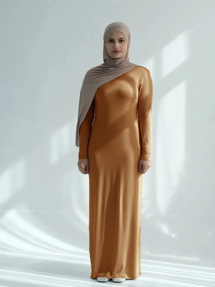 Saviig ModaL Cotton Inner Dress Abaya Damen Dubai Muslim Long Modest Hijab Robe