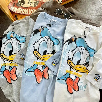 Saviig Women's Donald Duck Trendy T-Shirt: Casual Loose Fit Short Sleeve Top