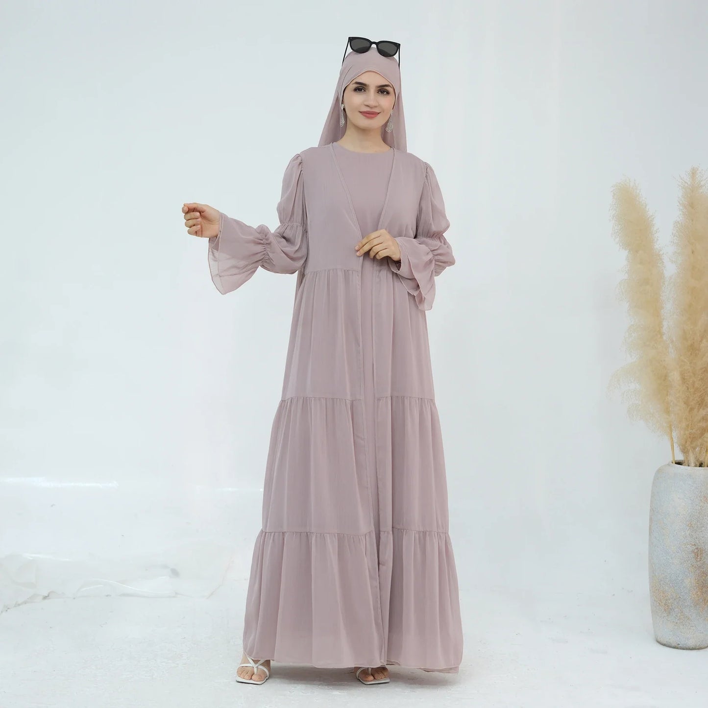 Saviig Chiffon Abaya Set for Modest Islamic Evening Parties
