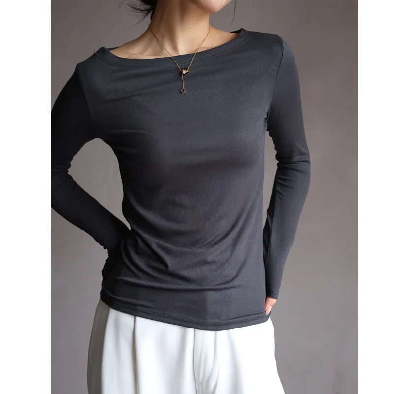 Saviig Modal Sheath Tshirt: Women's High Stretch Long Sleeve Tee