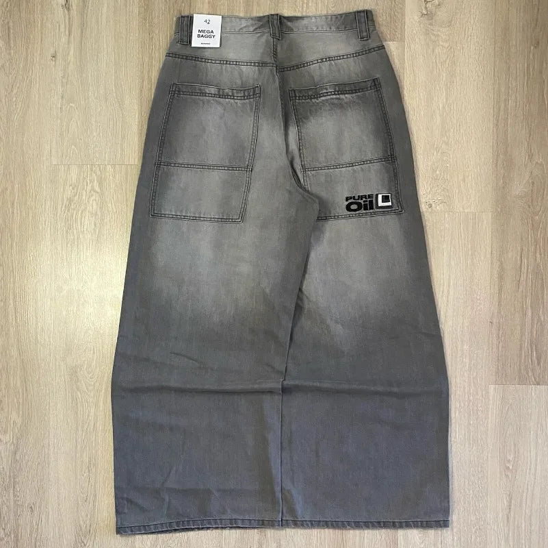 Saviig Baggy Jeans: High Waist Wide Leg Pants for Men - Y2K Fashion Retro Goth