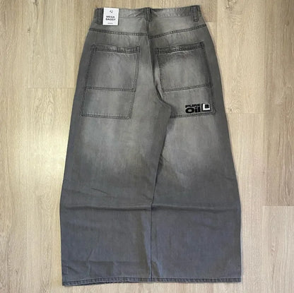 Saviig Baggy Jeans: High Waist Wide Leg Pants for Men - Y2K Fashion Retro Goth