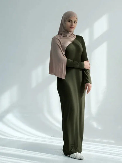 Saviig ModaL Cotton Inner Dress Abaya Damen Dubai Muslim Long Modest Hijab Robe