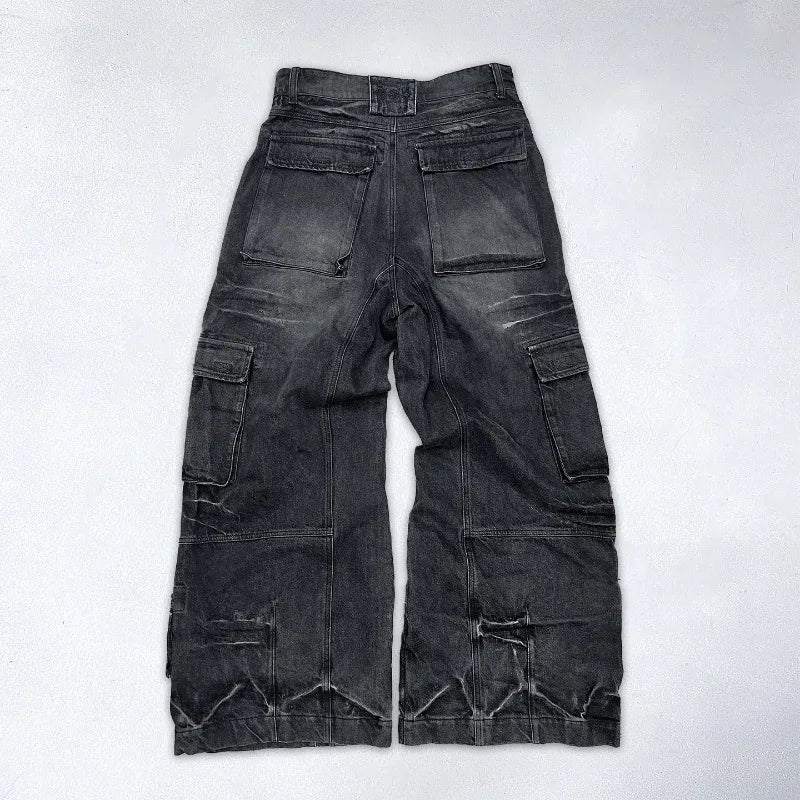 Saviig High Waist Washed Baggy Jeans Women Gothic Hip Hop Vintage Fashion