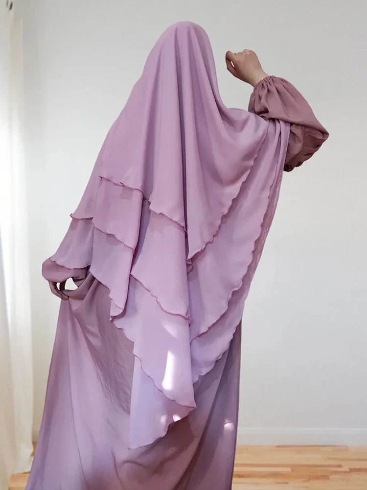 Saviig Ramadan Eid Long Khimar Headscarf Muslim Women's Hijab Jubha Garment