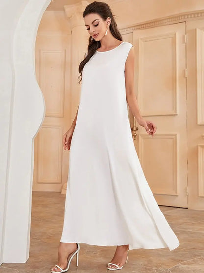 Saviig White Ramadan African Dress Islamic Abaya for Women