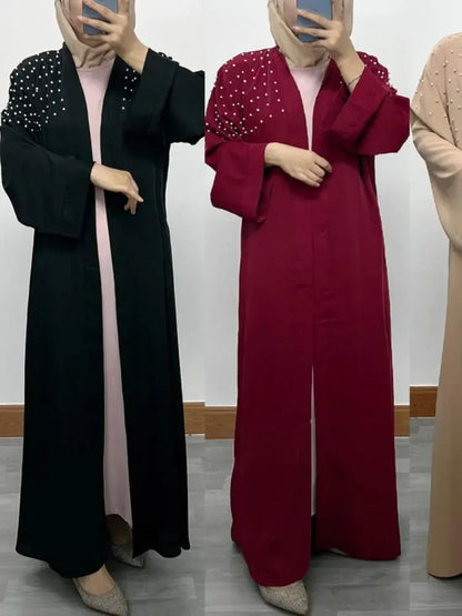 Saviig Ramadan Eid Open Abaya Luxury Muslim Modest Kimono Robe Femme
