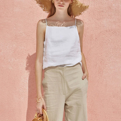Saviig Sleeveless Cotton Linen Tank Top for Women
