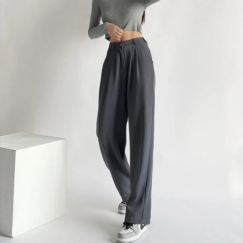 Saviig Wide Leg Casual Suit Pants for Women
