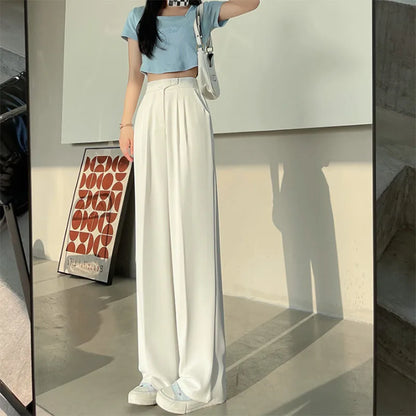 Saviig High-Waisted Wide Leg Pants - Women's Casual Office Lady Suit Trousers