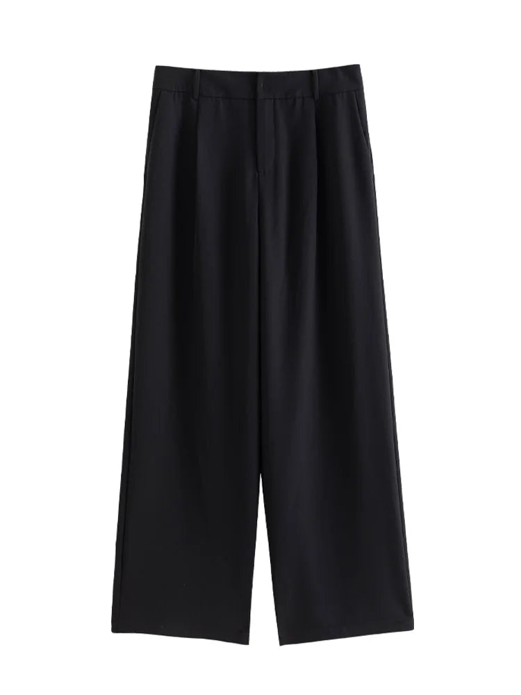 Saviig Women's Classic Black Suit Pants - Full Length Twill Trousers