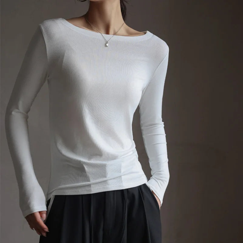 Saviig Modal Sheath Tshirt: Women's High Stretch Long Sleeve Tee
