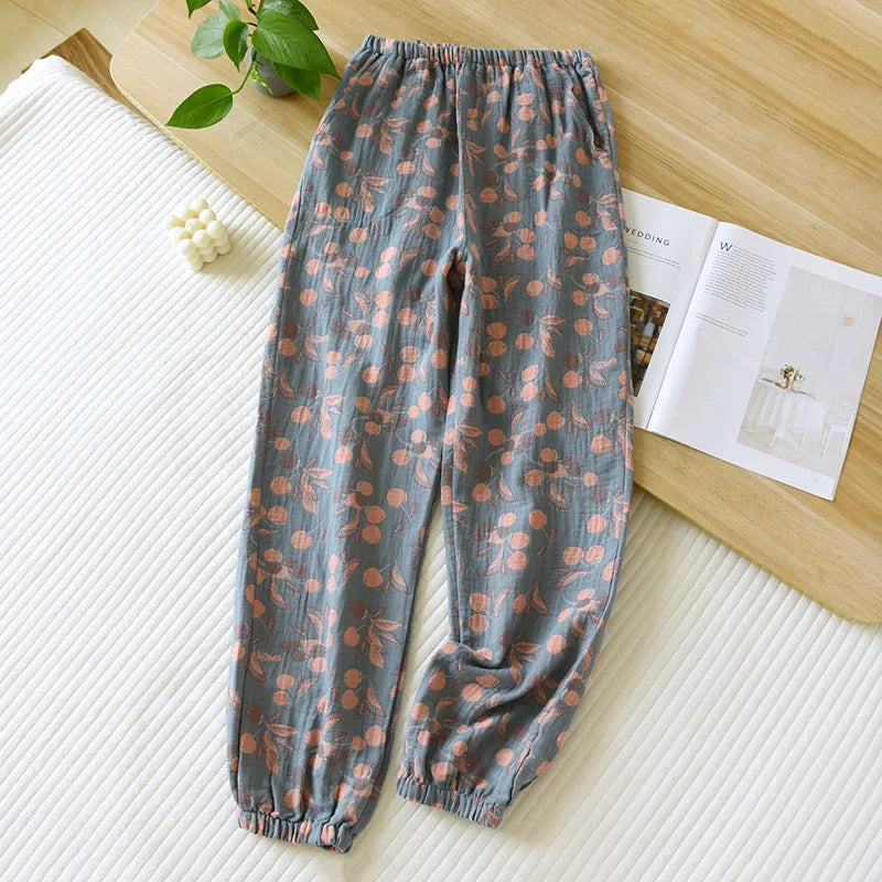 Saviig Cotton Jacquard Flower Print Sleep Pants