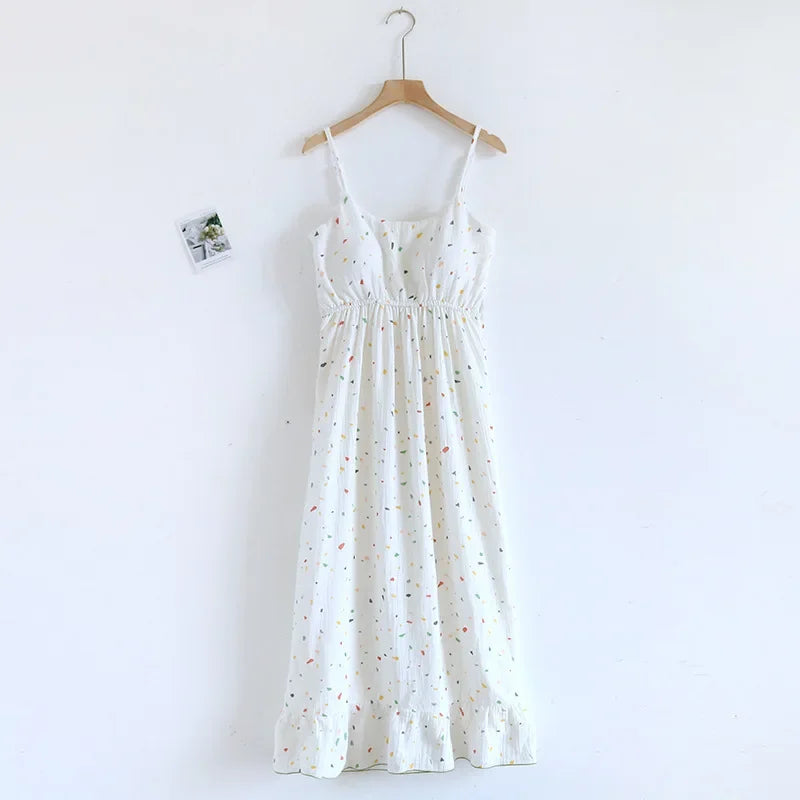 Saviig Cotton Crepe Sleeping Dress with Chest Cushion