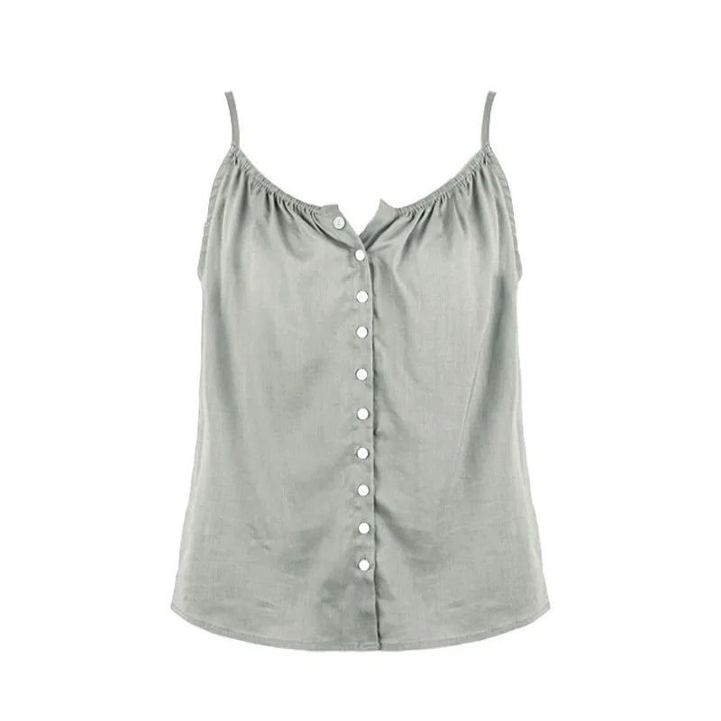 Saviig Sleeveless Button Up Top - Soft Viscose, Sexy Summer Camis