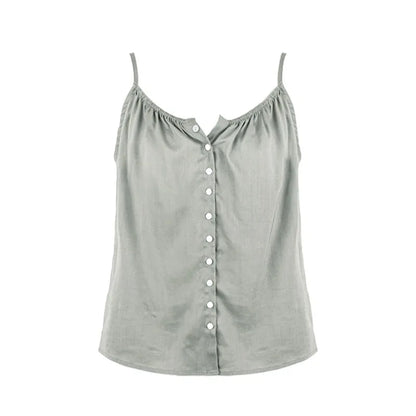 Saviig Sleeveless Button Up Top - Soft Viscose, Sexy Summer Camis