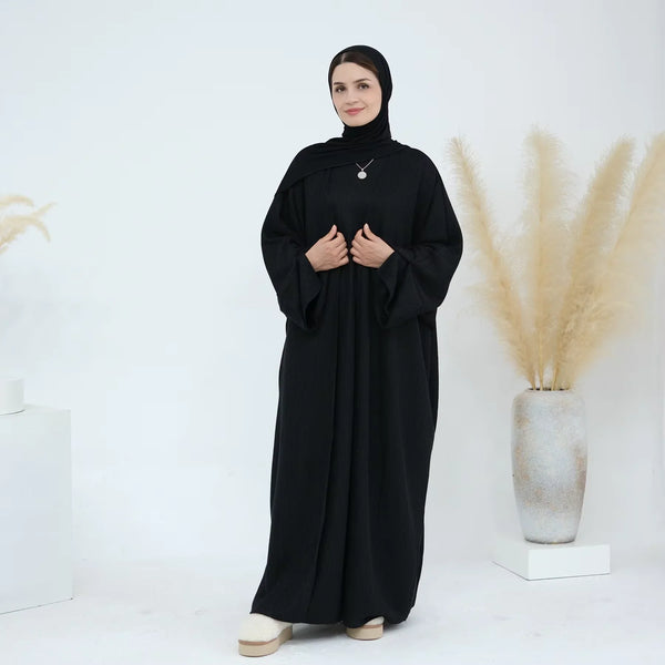 Saviig Knitted Kimono Cardigan Abaya for Women - Winter Kaftan Ramadan Dress