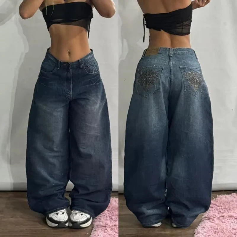 Saviig Multi-pocket Baggy Jeans: Y2K Hip-hop Harajuku High Waist Trouser