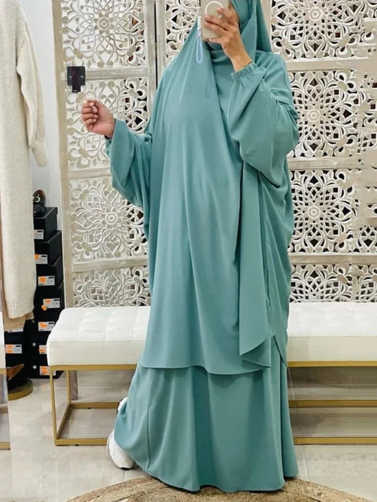 Saviig Ramadan Khimar Set: Long Abaya & Skirt for Muslim Women