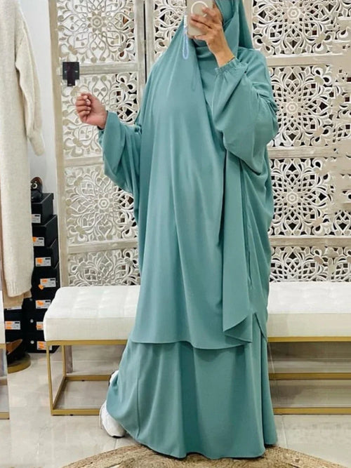 Saviig Ramadan Khimar Set: Long Abaya & Skirt for Muslim Women