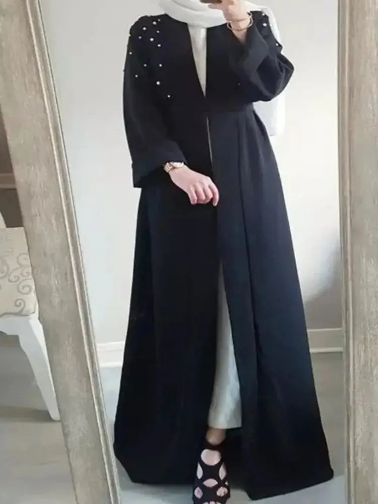 Saviig Ramadan Eid Open Abaya Luxury Muslim Modest Kimono Robe Femme