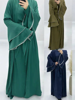 Saviig Ramadan Eid Abaya Set with Hijab & Kimono for Muslim Women