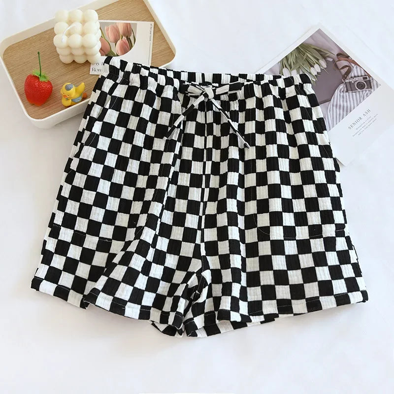 Saviig Cotton Crepe Women's Pajama Shorts - Large Size, Cute & Comfy