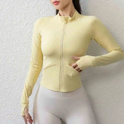 Saviig Zipper Jacket with Thumb Hole Pockets for Women