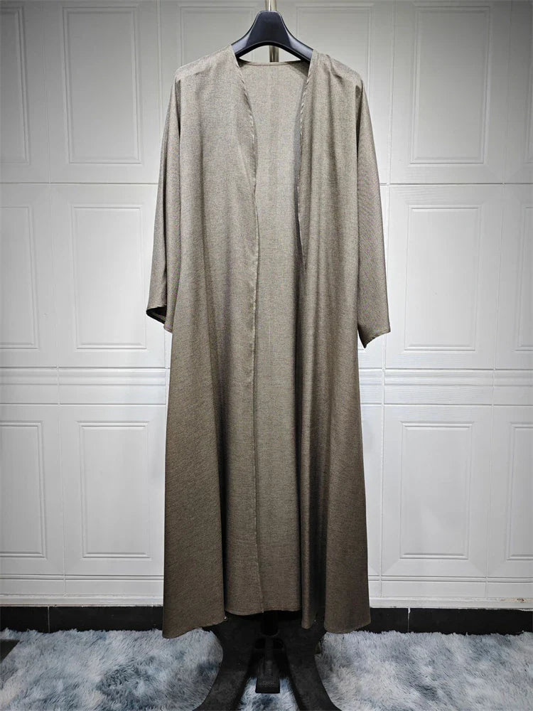 Saviig Batwing Kimono Abaya Dubai Dress for Women - Cotton Linen Muslim Caftan