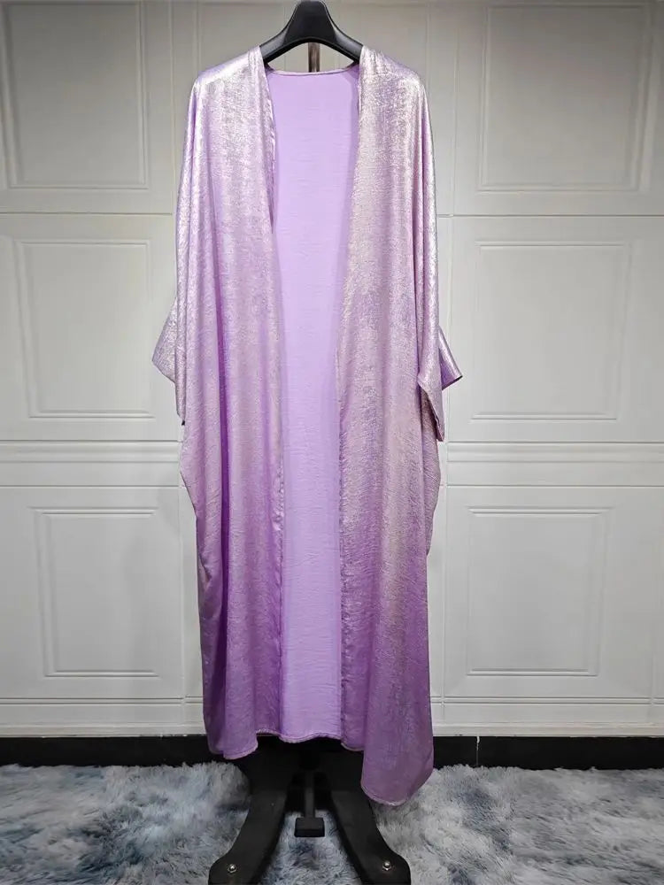 Saviig Ramadan Shiny Satin Kimono Abaya Dubai Luxury 2025 Muslim Dress