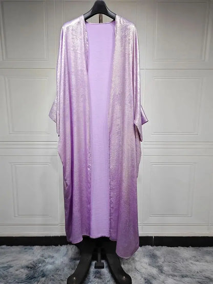 Saviig Ramadan Shiny Satin Kimono Abaya Dubai Luxury 2025 Muslim Dress