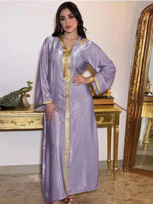 Saviig Eid Dubai Abaya Dress Moroccan Kaftan Hooded Robe for Women