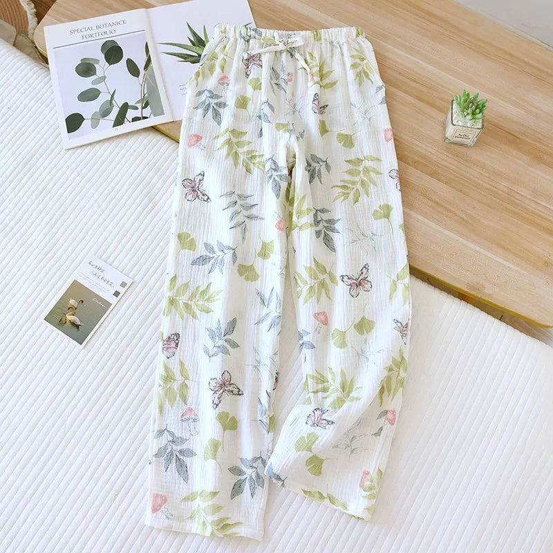 Saviig Floral Love Printed Cotton Crepe Sleeper Pants for Women