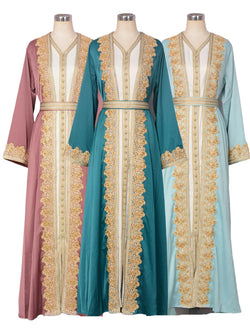 Saviig Moroccan Takchita Kaftan 2-Piece Set for Wedding and Evening Parties