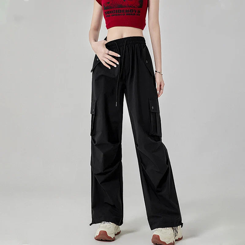 Saviig Cargo Pants Women 2025 | Trendy Elastic Waist Wide Leg Sporty Hiking Pants
