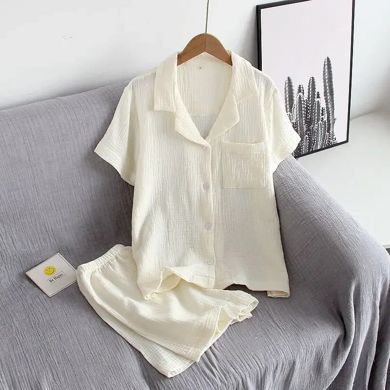 Saviig Short Sleeved Pijama Set, Summer 2 Pcs Women's Sleepwear