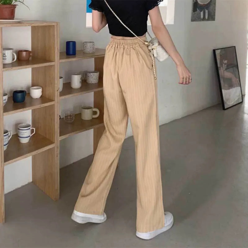 Saviig High Waist Baggy Striped Suit Pants for Women