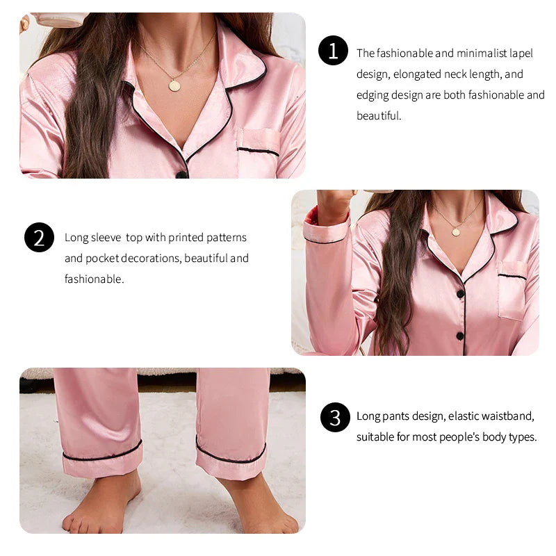 Saviig Women's Cozy Autumn Pajama Set: Solid Top, Soft Elastic Pants
