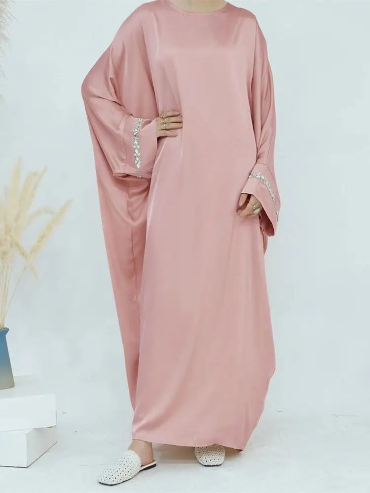 Saviig Ramadan Eid Satin Modest Abaya Dubai Maxi Kaftan for Women